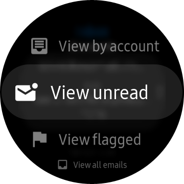 On Microsoft Outllok on the Galaxy Watch 3 you can view unread emails or emails from different accounts.