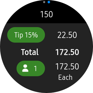 You can calculated taxes on products with the calculator app on your Samsung Smartwatch.