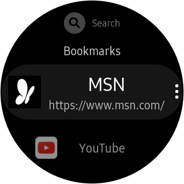 You can add bookmarks on Samsung Internet on your Samsung Smartwatch.