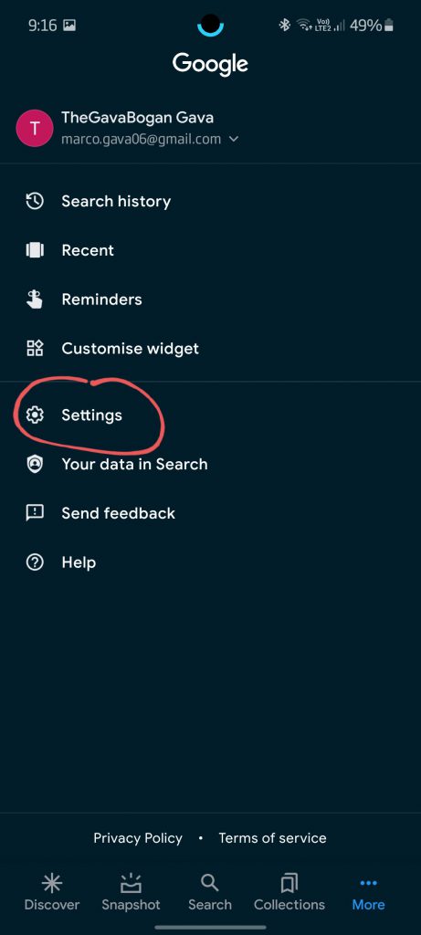 Select settings.