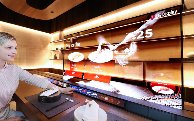 Turning the LG Transparent OLED TV into an interactive restaurant menu.